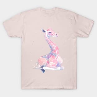 Sleepy Baby Giraffe | Watercolor Cute Animals T-Shirt